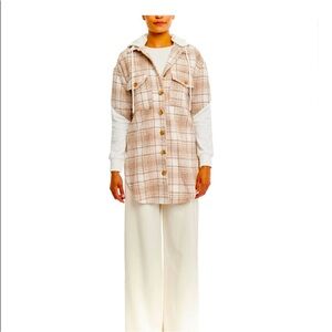 LBLC The Label Mikenna Plaid Hoodie Button Up Brand New Still in Packaging Sz M